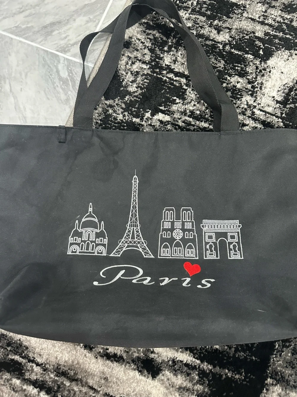 Paris Heart Black Tote Bag